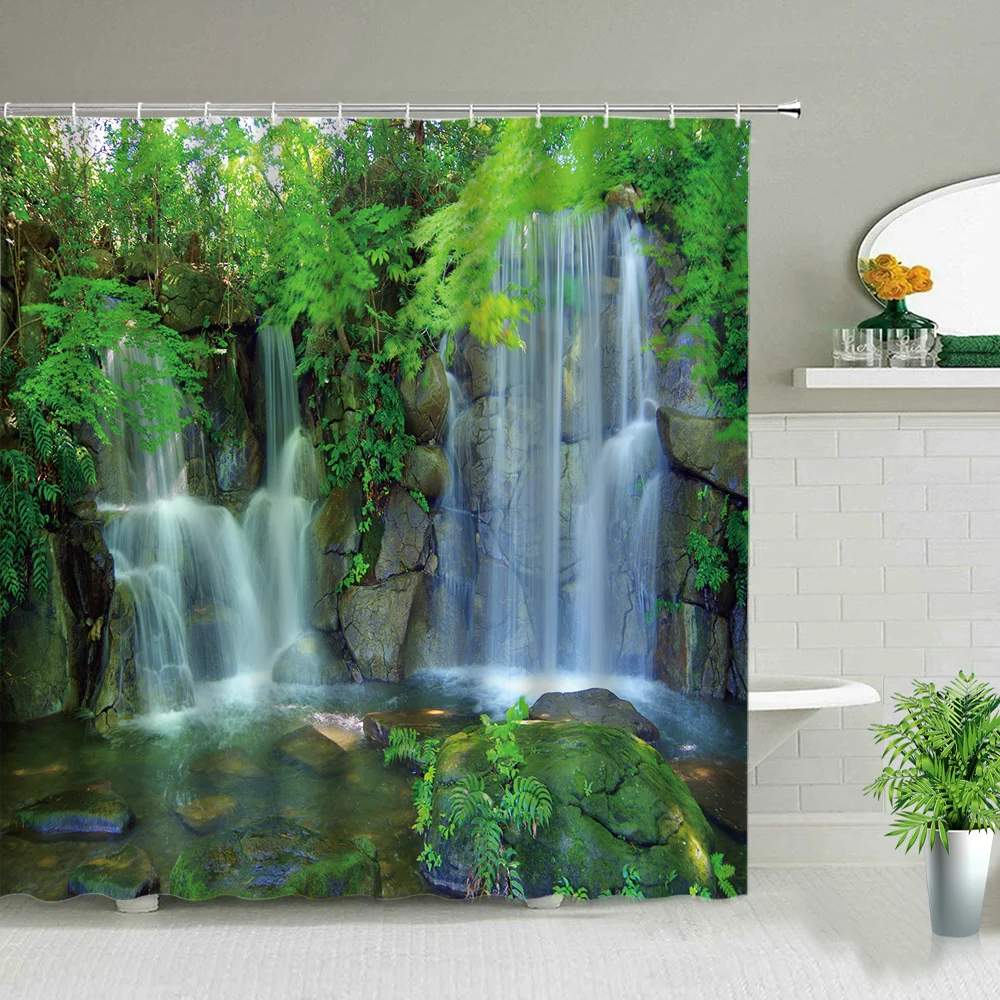 Waterfall Spring Landscape Shower Curtains Flowers Plant Forest Scenery Waterproof Fabric Bath Curtain Bathroom Decor With Hooks
Waterfall Spring Landscape Shower Curtains Flowers Plant Forest Scenery Waterproof Fabric Bath Curtain Bathroom Decor With Hooks