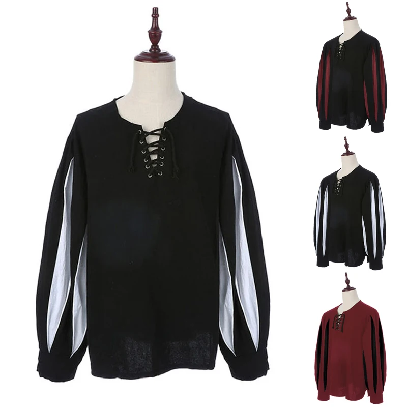 Men's Medieval Costume Halloween Party Pirate Cosplay Tops Long Sleeve Splicing Shirt Men Retro Casual Tops Shirt Clothing
Men's Medieval Costume Halloween Party Pirate Cosplay Tops Long Sleeve Splicing Shirt Men Retro Casual Tops Shirt Clothing