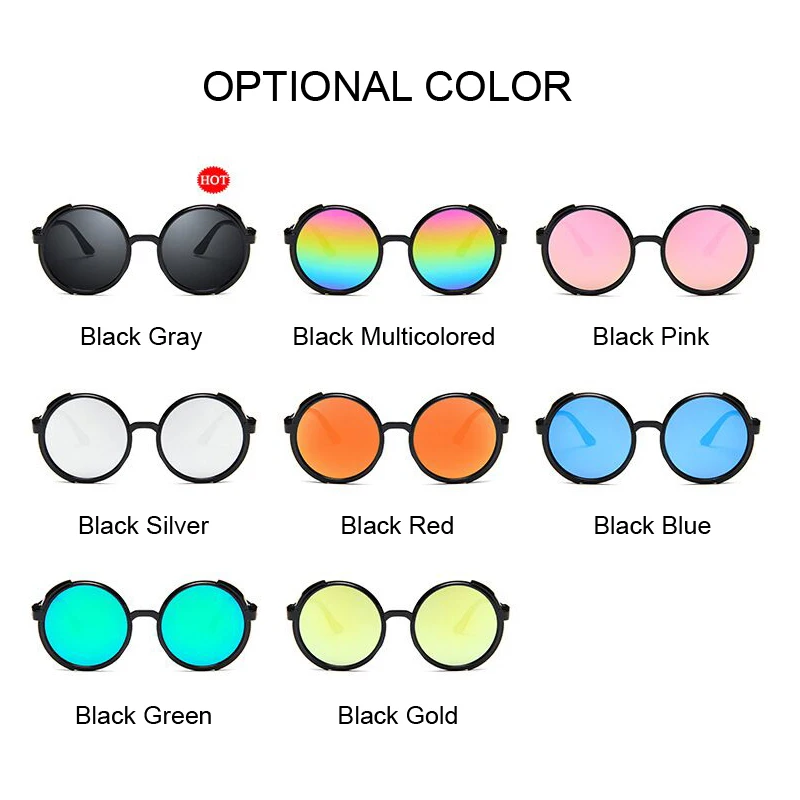 Retro Round Steampunk Sunglasses Women Side Shield Goggles Plastic Frame Gothic Mirror Lens Sun Glasses Female
Retro Round Steampunk Sunglasses Women Side Shield Goggles Plastic Frame Gothic Mirror Lens Sun Glasses Female
