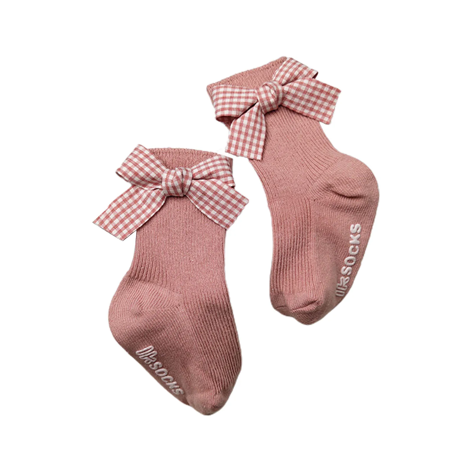 

Baby Newborn Girls Solid Cotton Socks Striped Bow Knot Ribbed Non-Slip Infant Toddler Spring Cute Socks Baby Clothing 0-3T