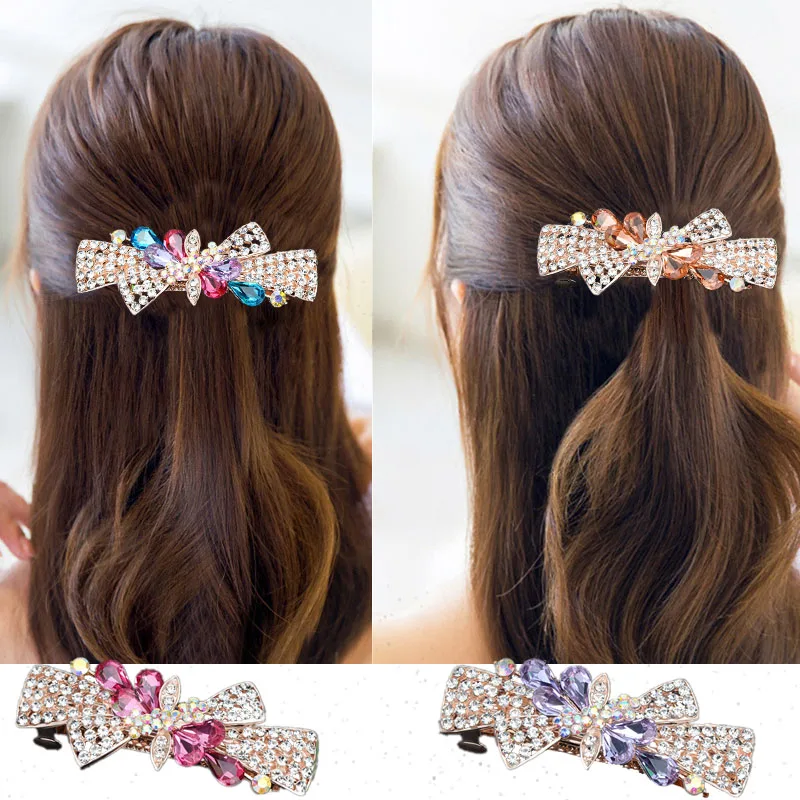 Elegant Temperament Crystal Diamond Flower Hairpin Accessories Women Spring Clip Top Clips
Elegant Temperament Crystal Diamond Flower Hairpin Accessories Women Spring Clip Top Clips