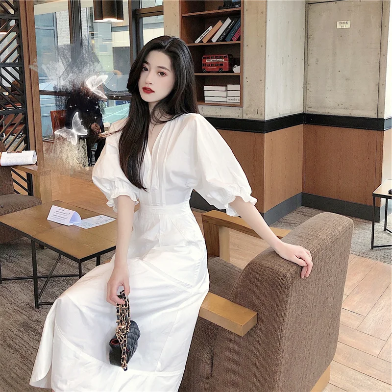 Zhixun Platycodon Grandiflorum Puff Sleeve Waist Slimming A- line White Dress Summer Temperament Goddess Style Sweet French
Zhixun Platycodon Grandiflorum Puff Sleeve Waist Slimming A- line White Dress Summer Temperament Goddess Style Sweet French