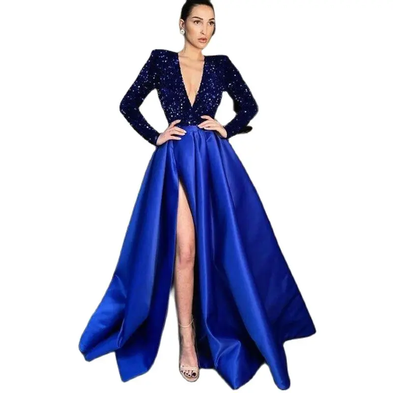 Women Dress Sequins Patchwork Wedding Dress Deep V Neck Large Hem Maxi Dresses Woman Party Night High Waist Sexy Dresses
Women Dress Sequins Patchwork Wedding Dress Deep V Neck Large Hem Maxi Dresses Woman Party Night High Waist Sexy Dresses