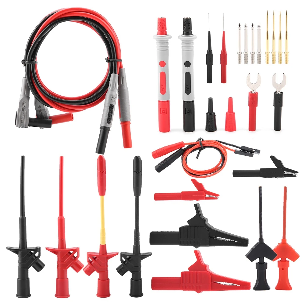 28Pcs P1300F Multifunction Replaceable Multimeter Probe Test Lead Kits 4mm Banana Plug
28Pcs P1300F Multifunction Replaceable Multimeter Probe Test Lead Kits 4mm Banana Plug