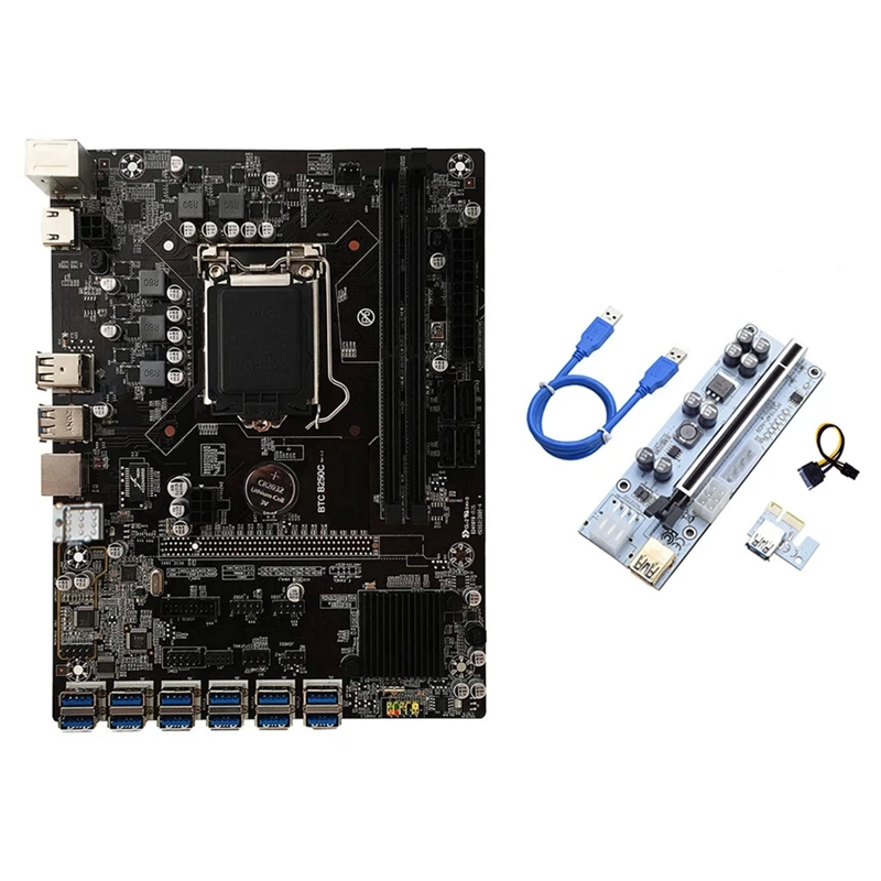 B250C BTC Miner Motherboard+VER010X Riser Card 12XPCIE to USB3.0 GPU Slot LGA1151 Support DDR4 RAM Desktop Motherboard
B250C BTC Miner Motherboard+VER010X Riser Card 12XPCIE to USB3.0 GPU Slot LGA1151 Support DDR4 RAM Desktop Motherboard