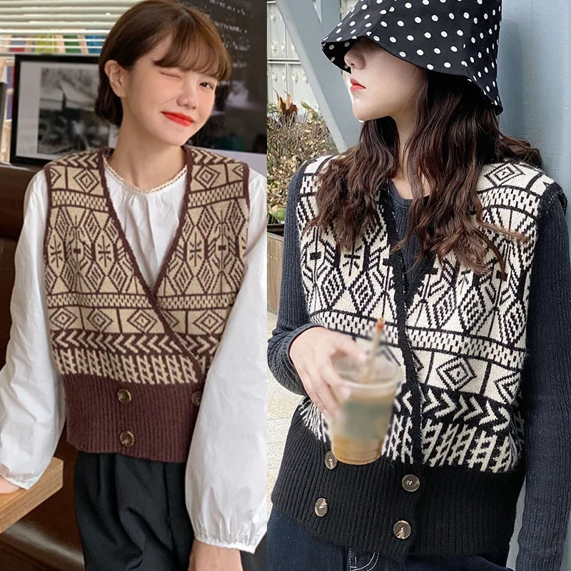 Liva girl Women Sweaters Ladies Autumn Sleeveless Knit Women's Retro Loose Cardigan Sweater Autumn Vest One Size
Liva girl Women Sweaters Ladies Autumn Sleeveless Knit Women's Retro Loose Cardigan Sweater Autumn Vest One Size