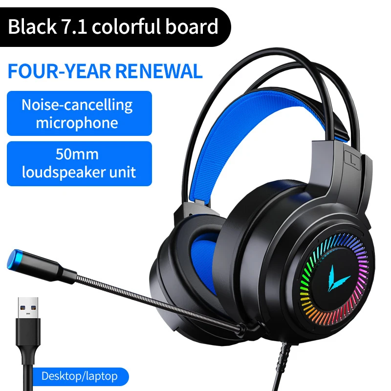 7 1 RGB светодиодсветодиодный вая гарнитура для ПК PS4 PS5 Xbox накладные геймерские