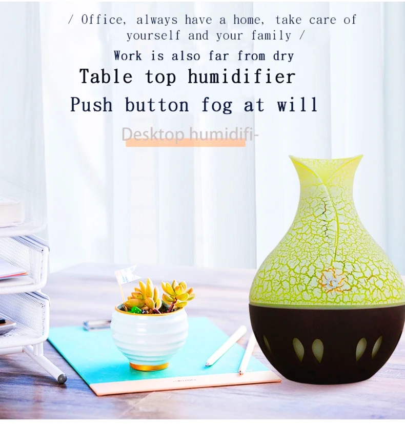 Vase Air Humidifer 130ML Aroma Essential Oil Diffuser Wood Crack LED Lamp Humidifier USB Home Aromatherapy
Vase Air Humidifer 130ML Aroma Essential Oil Diffuser Wood Crack LED Lamp Humidifier USB Home Aromatherapy