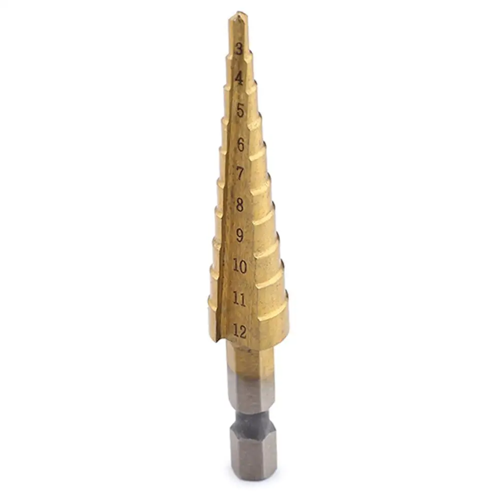 3-12mm HSS Titanium Step Drill Bit HSS Power Tools For Wood Metal Drilling For Various Sizes Of Titanium Coating Work New
3-12mm HSS Titanium Step Drill Bit HSS Power Tools For Wood Metal Drilling For Various Sizes Of Titanium Coating Work New