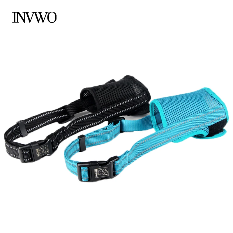 

INVWO Breathable Dog Muzzle Prevent from Barking Biting and Eating by Mistake Reflective and Adjustable Nursing and prevention