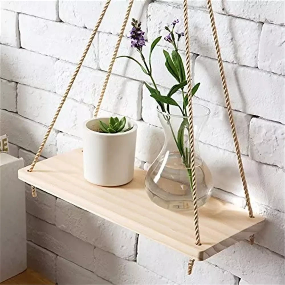 Premium Wood Swing Hanging Rope Wall Mounted Floating Shelves Plant Flower Pot indoor outdoor decoration simple design
Premium Wood Swing Hanging Rope Wall Mounted Floating Shelves Plant Flower Pot indoor outdoor decoration simple design