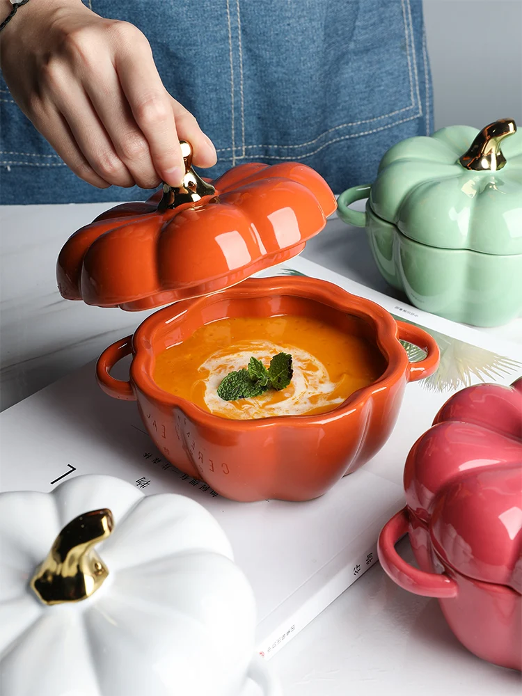 Cute Pumpkin Bowl Household Creative Ceramic Soup Bowl with Lid Slow Cooker Baking Baking Bowl Dessert Fruit Bowl
Cute Pumpkin Bowl Household Creative Ceramic Soup Bowl with Lid Slow Cooker Baking Baking Bowl Dessert Fruit Bowl