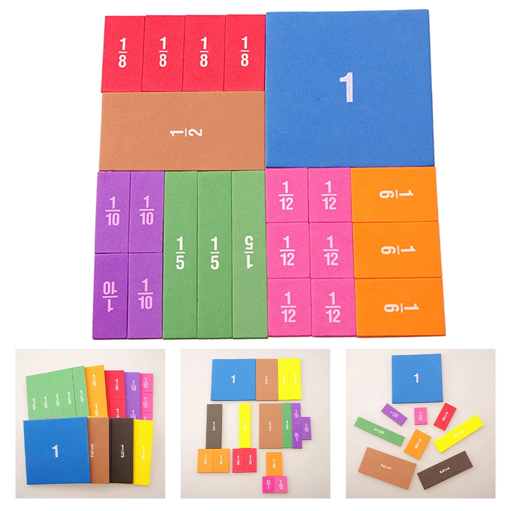 

22pcs Colorful Magnetic Rainbow Counting Fraction Tiles Math Toys Kids Mathematics Montessori Teaching Learning Educational Toys
