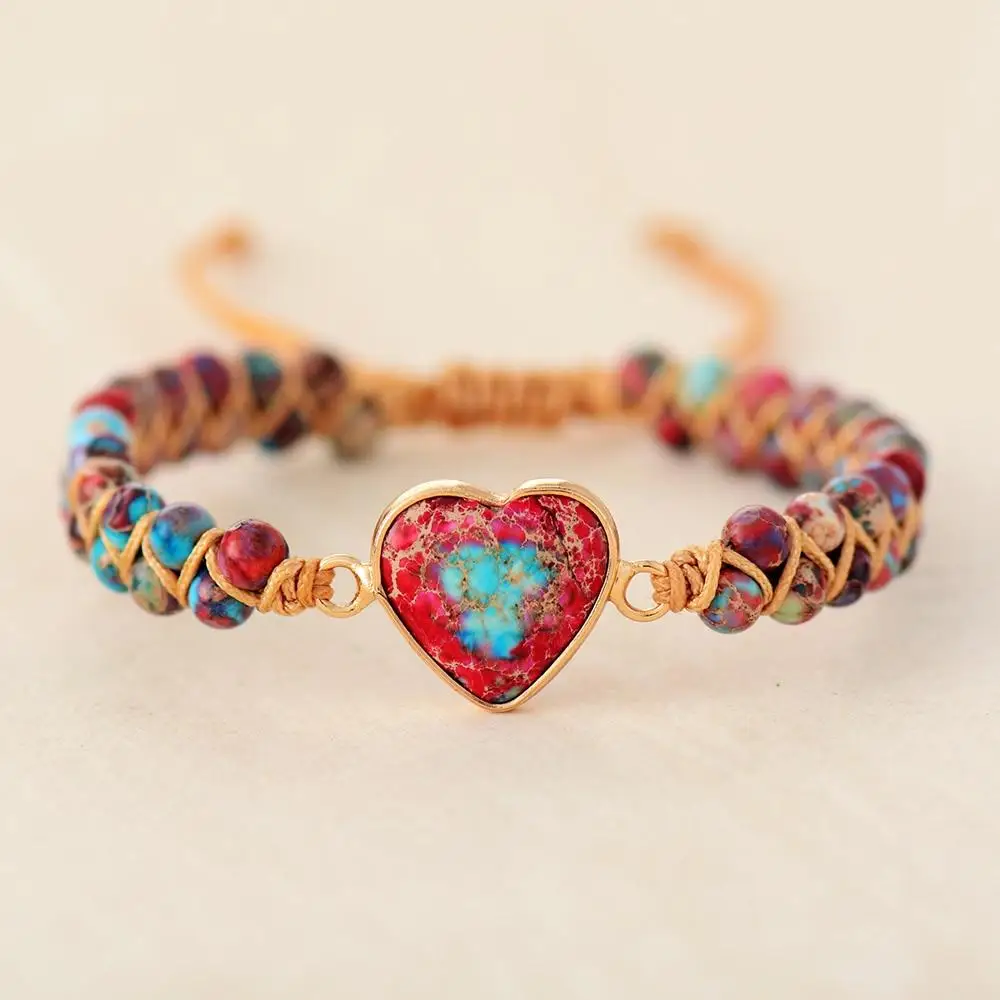 OAIITE Passionate Heart Jasper Bracelet Natural Stone Beads Leather Handmade Woven Wrap Bracelet Boho Couples Bracelets Gifts
OAIITE Passionate Heart Jasper Bracelet Natural Stone Beads Leather Handmade Woven Wrap Bracelet Boho Couples Bracelets Gifts