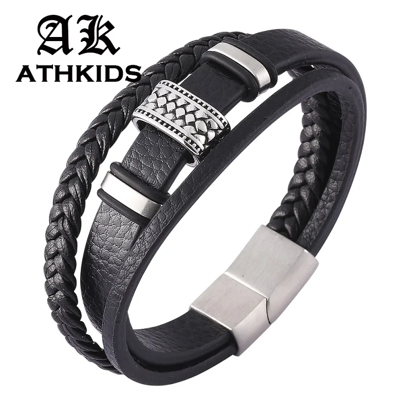 Fashion Multi-Layer Black Leather Bracelets Men Jewelry Magnetic Buckle Unisex Vintage Male Wrist Band Gifts PD0445
Fashion Multi-Layer Black Leather Bracelets Men Jewelry Magnetic Buckle Unisex Vintage Male Wrist Band Gifts PD0445