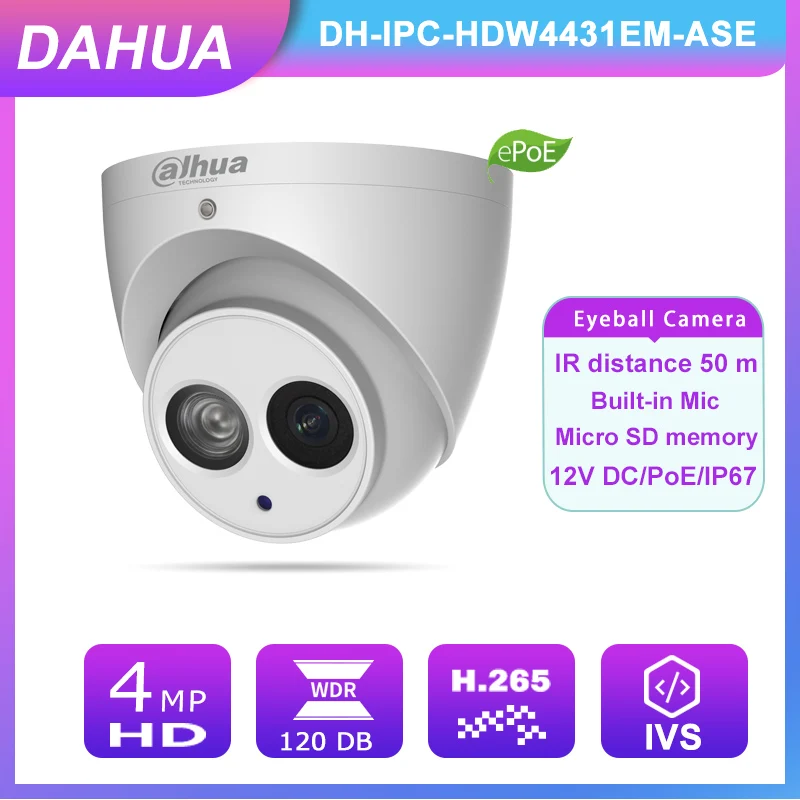 Dahua ePoE 16xDigital Zoom Camera 4MP IPC-HDW4431EM-ASE IVS IP67 H.265+Built-in Mic For Harshest Environment Security Protection
Dahua ePoE 16xDigital Zoom Camera 4MP IPC-HDW4431EM-ASE IVS IP67 H.265+Built-in Mic For Harshest Environment Security Protection