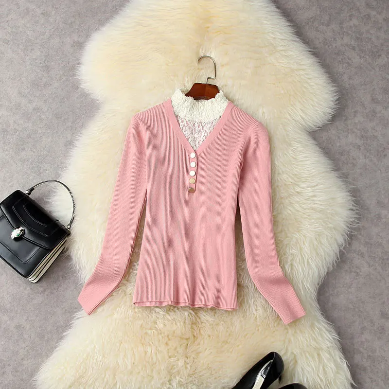 Knitted Top Women's Clothing 2021 Autumn Winter Half Turtleneck Lace Stitching Long-Sleeved Slim Stretch Base All-Match Sweater
Knitted Top Women's Clothing 2021 Autumn Winter Half Turtleneck Lace Stitching Long-Sleeved Slim Stretch Base All-Match Sweater