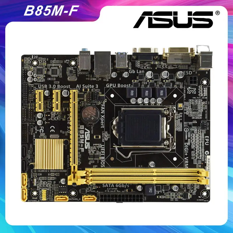 

Motherboards ASUS B85M-F Intel B85 B85M Socket LGA 1150 i7 i5 i3 CPU DDR3 16GB USB3.0 SATA3 Micro-ATX Desktops PC Motherboard