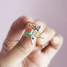Order Of The Eastern Star Charms OES Masonic Lapel Pin Pendant Jewel Freemasonry Hard Enamel Metal Craft Gold Color