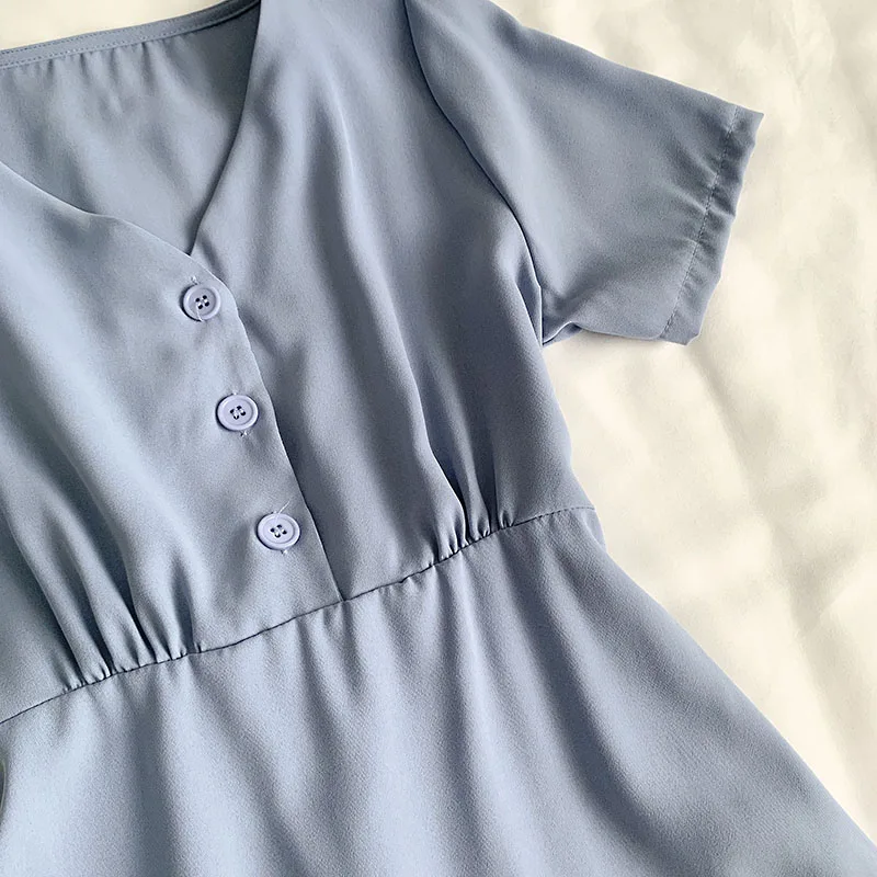 Short Sleeve Dress Women V-neck Button Up Abdomen Bodycon Solid Summer Female Outwear Korean Fashion Simple Chic Tender Casual
Short Sleeve Dress Women V-neck Button Up Abdomen Bodycon Solid Summer Female Outwear Korean Fashion Simple Chic Tender Casual