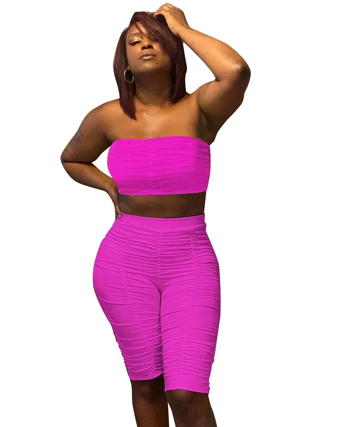 Adogirl Sexy Women Strapless Tube Top Two Piece Set Casual Highly Stretchy Pleted Tight Shorts Fitness Solid Tracksuit Fashion
Adogirl Sexy Women Strapless Tube Top Two Piece Set Casual Highly Stretchy Pleted Tight Shorts Fitness Solid Tracksuit Fashion