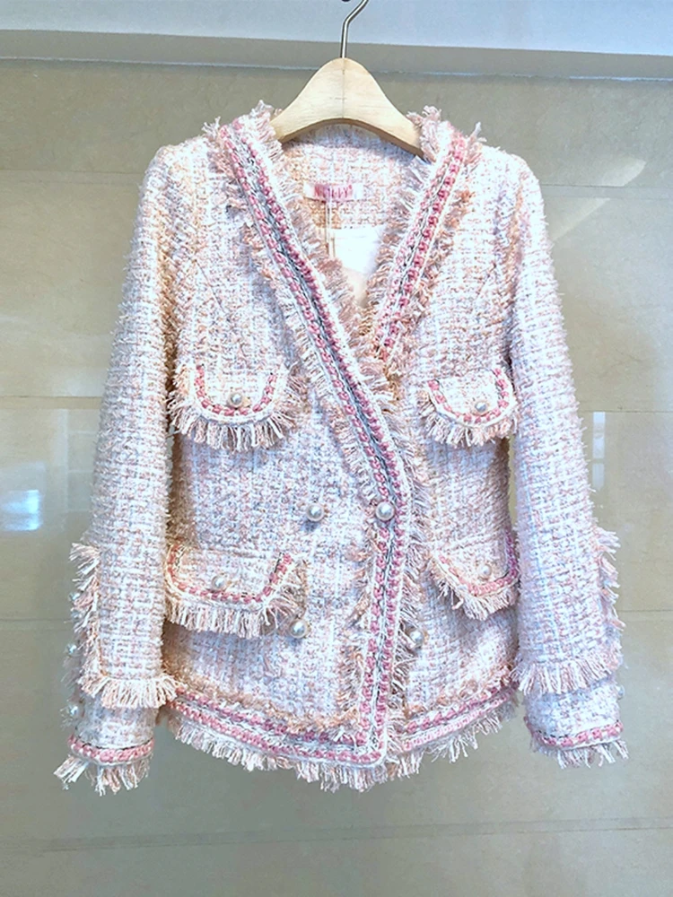 High quality Brand Tweed Jacket Coat 2020 Winter Women's Wool Fringed Trim Tassels Pearl Pocket Pink Runway Short Jacket
High quality Brand Tweed Jacket Coat 2020 Winter Women's Wool Fringed Trim Tassels Pearl Pocket Pink Runway Short Jacket