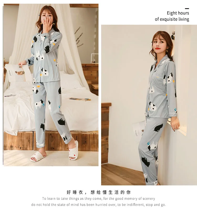 Autumn Cardigan Women Long Sleeve Pajamas Set Cartoon Dog Print Female 2 Piece Sleepwear Suit Home Wear Winter Pyjamas Set Bz01
Autumn Cardigan Women Long Sleeve Pajamas Set Cartoon Dog Print Female 2 Piece Sleepwear Suit Home Wear Winter Pyjamas Set Bz01