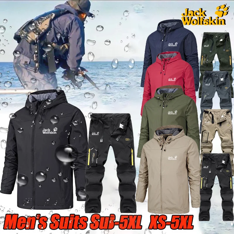 

Jack wolfskin Men's raincoat, quick drying breathable pants, outdoor, fishing, mountaineering, spring and autumn, 2022