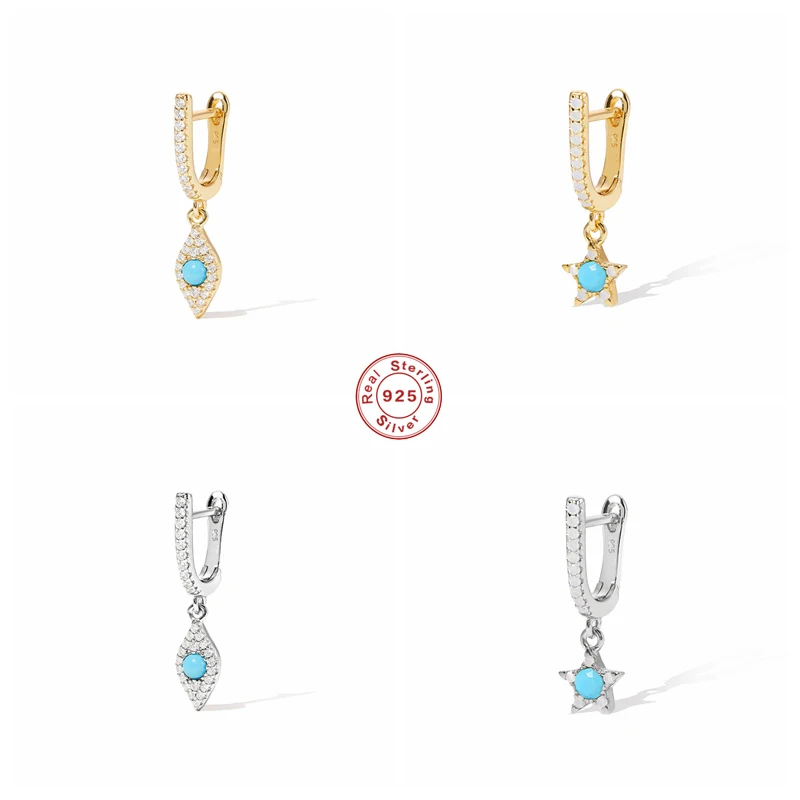BOAKO 925 Sterling Silver Turquoise Diamond Charm Hoop Earrings For Women U Buckle With Star Pendant Earring Hoops Party Jewelry
BOAKO 925 Sterling Silver Turquoise Diamond Charm Hoop Earrings For Women U Buckle With Star Pendant Earring Hoops Party Jewelry