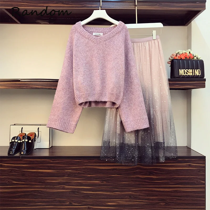 Plus Size 4XL Women Pink Suit 2021 Oversize Pullover Sweater Top And Gradient Sequin Mesh Skirt Two Piece Set Ladies Clothing
Plus Size 4XL Women Pink Suit 2021 Oversize Pullover Sweater Top And Gradient Sequin Mesh Skirt Two Piece Set Ladies Clothing