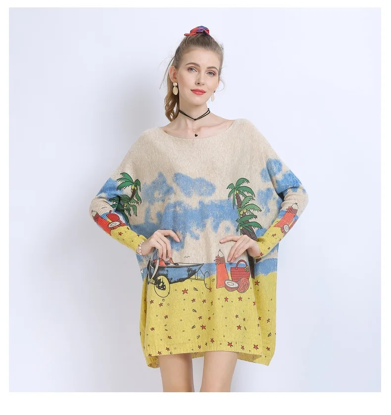 Loose Plus Size Sweaters Women's Clothing Long Sleeve Seaside Landscape Printed Knitted Pullover Oversized Sweater TA6365
Loose Plus Size Sweaters Women's Clothing Long Sleeve Seaside Landscape Printed Knitted Pullover Oversized Sweater TA6365