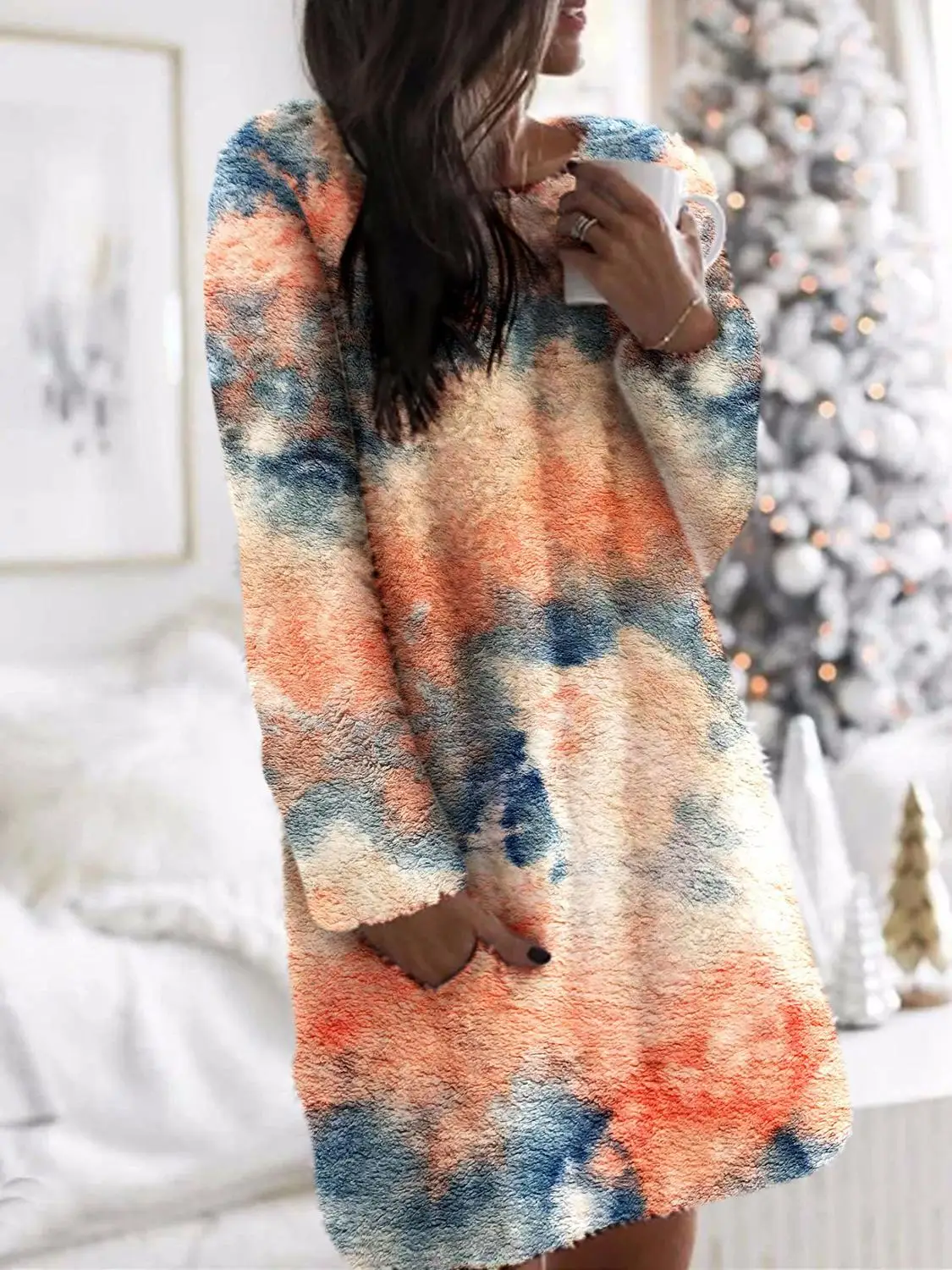 Women Flannel Thick Warm Dress Pockets O-Neck Long Sleeve Leopard Camouflage Tie-dye Print Casual Loose Mini Dress Autumn Winter
Women Flannel Thick Warm Dress Pockets O-Neck Long Sleeve Leopard Camouflage Tie-dye Print Casual Loose Mini Dress Autumn Winter