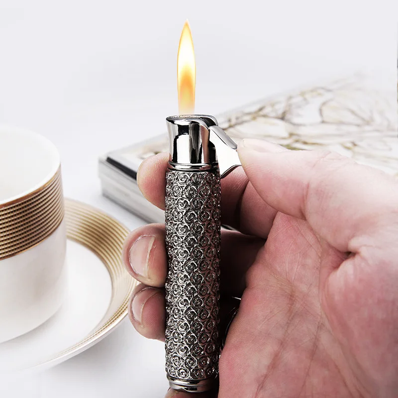 Chinese brand Baicheng commercial metal inflatable fine carving open fire small portable strip lighter
Chinese brand Baicheng commercial metal inflatable fine carving open fire small portable strip lighter