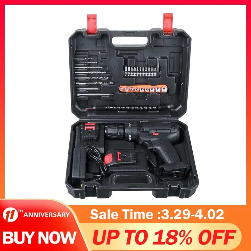25V Electric Drill Cordless Impact Drill Electric Screwdriver Power Tool with Battery Drill Bit Kits for Drilling Tighten Screw
25V Electric Drill Cordless Impact Drill Electric Screwdriver Power Tool with Battery Drill Bit Kits for Drilling Tighten Screw