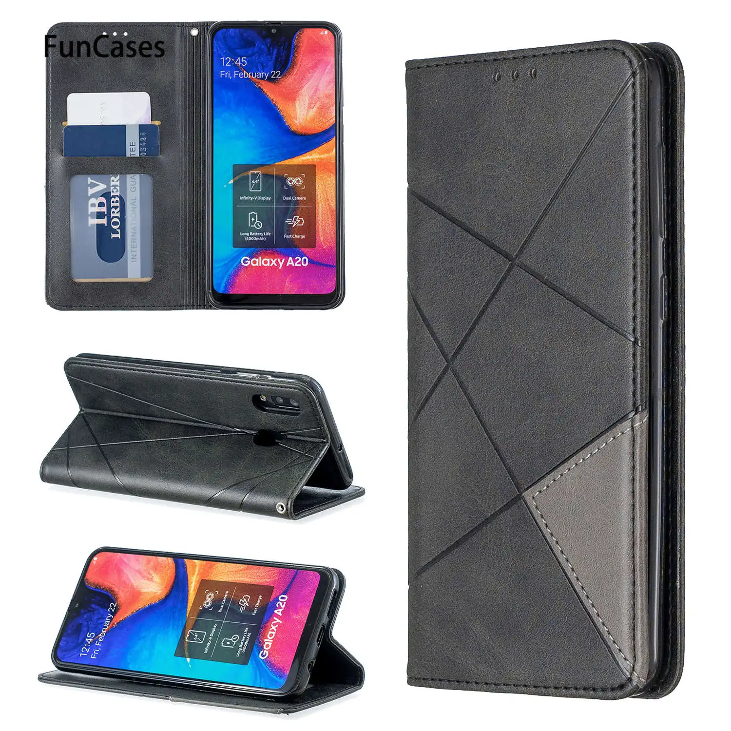 Чехлы с цветными листьями для hoesje samsung A20 искусственная кожа флип-чехол телефона