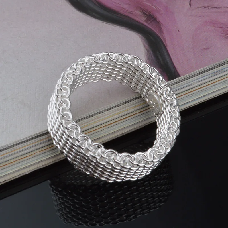Fashion 925 Sterling Silver Jewelry Woven Mesh Belt Reticulocyte Rings For Women Anillos Mujer Bague Anel Bague Aneis
Fashion 925 Sterling Silver Jewelry Woven Mesh Belt Reticulocyte Rings For Women Anillos Mujer Bague Anel Bague Aneis