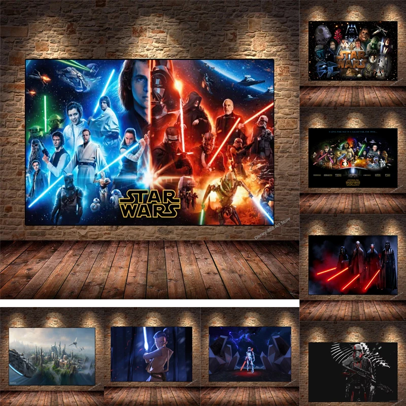 

Star Wars Jedi Knight Anime Poster Darth Vader Master Yoda Canvas Painting Print Nordic Wall Mural for Kids Bedroom Home Decor