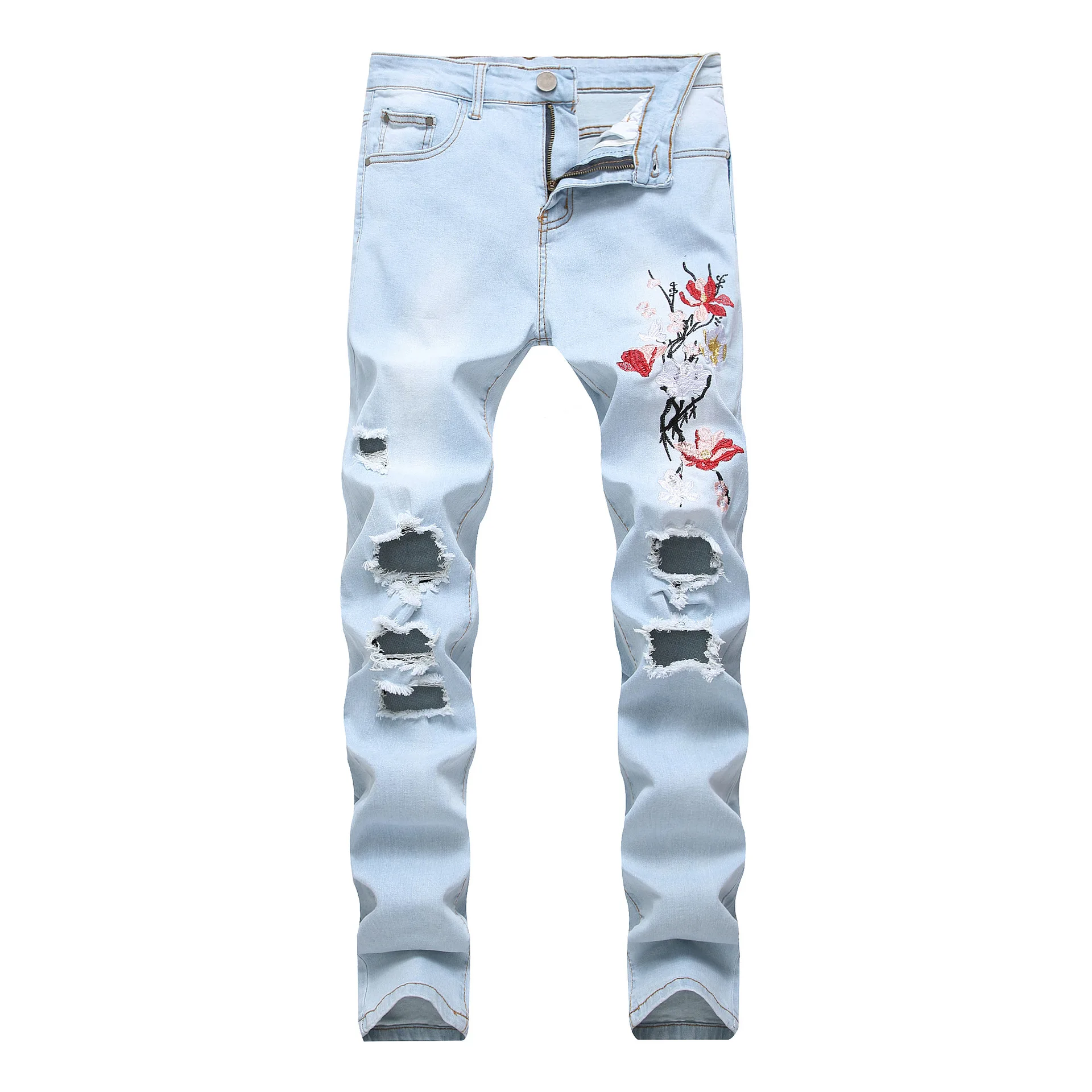 Men's Fashion Casual Embroidered Stretch Jeans Wish Youth Ripped Holes Light Colored Cowboy Trousers Male Feet Slim Diesel Pants
Men's Fashion Casual Embroidered Stretch Jeans Wish Youth Ripped Holes Light Colored Cowboy Trousers Male Feet Slim Diesel Pants