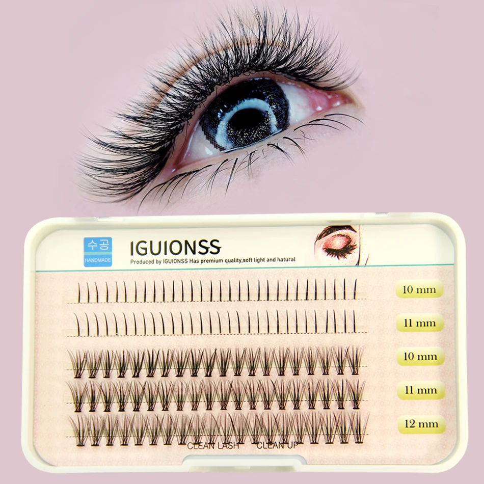 

IGUIONSS 5 rows 120 pcs Eyelashes Single Cluster Self-Grafting Fairy lashes 20D lashes design 10-12mm Mixed Packaging C Curl