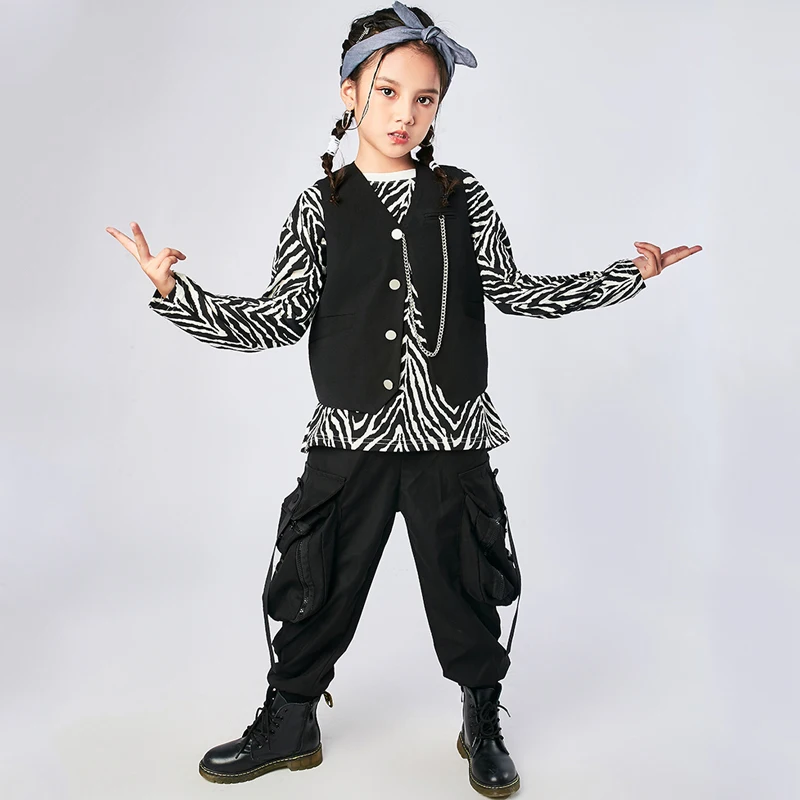 Children Hip-Hop Costumes Girls Jazz Dance Stage Outfit Black Vest Pants Long Sleeves Tops Street Catwalk Show Clothing
Children Hip-Hop Costumes Girls Jazz Dance Stage Outfit Black Vest Pants Long Sleeves Tops Street Catwalk Show Clothing