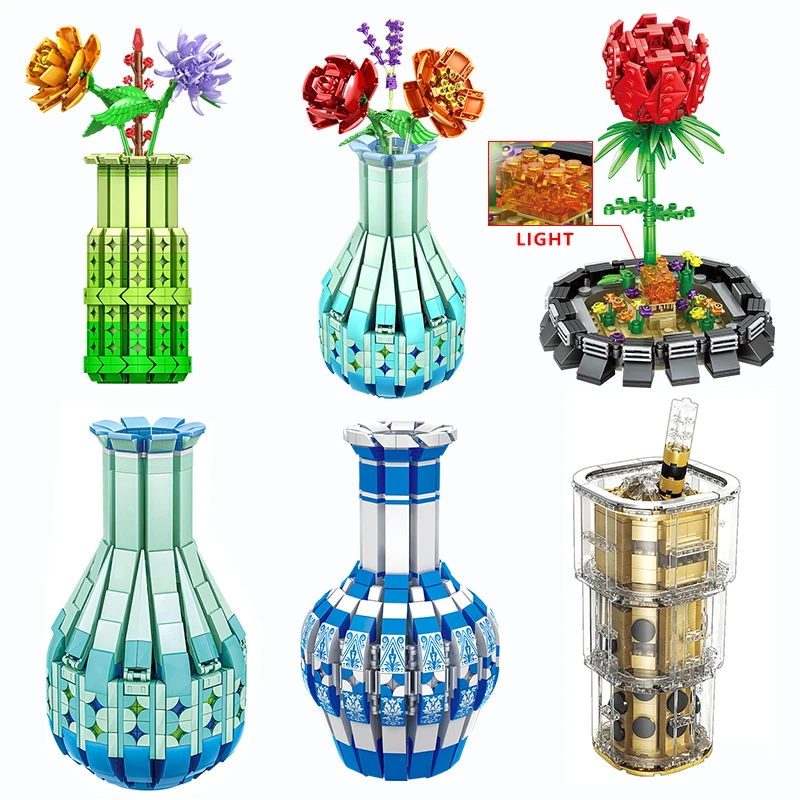 Rose Bouquet Vase Eternal Flower Building Blocks Model MOC Creators Static Decorations Ornaments Bricks Toys for Romantic Gift
Rose Bouquet Vase Eternal Flower Building Blocks Model MOC Creators Static Decorations Ornaments Bricks Toys for Romantic Gift