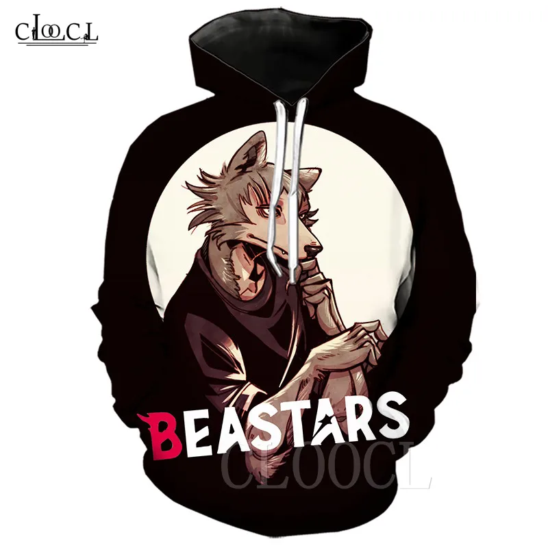 Футболки унисекс с японским аниме BEASTARS волк черные толстовки 3D принтом жилет на