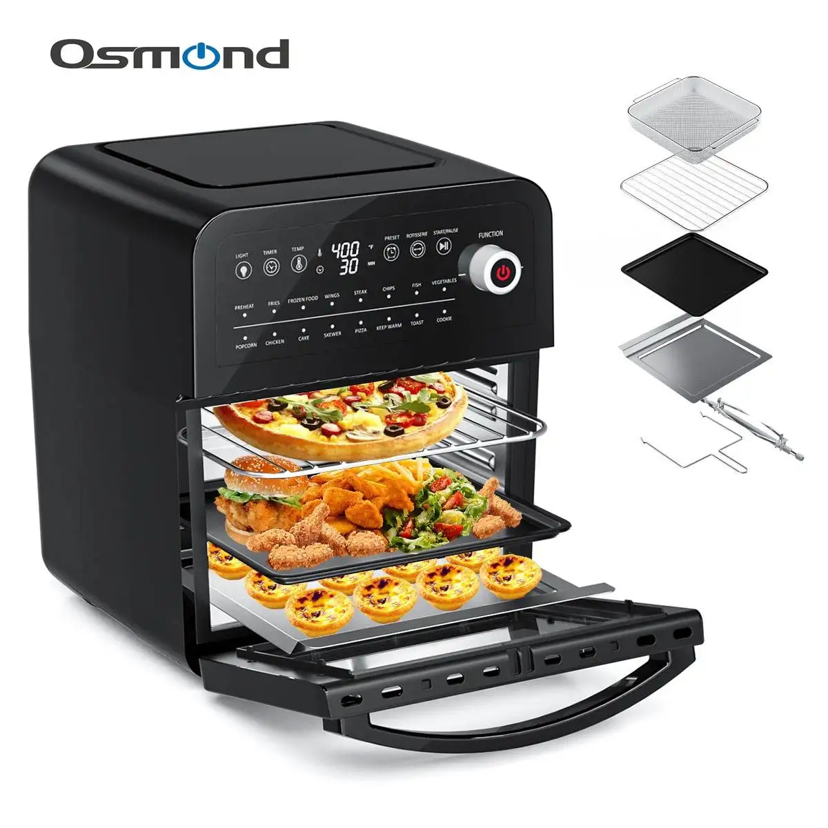 OSMOND 16 In 1 Multi-function 12L/12.6QT Air Oven 1700W Electric Air Fryer Oven LED Touch Screen Healthy Cooking Air Fryer
OSMOND 16 In 1 Multi-function 12L/12.6QT Air Oven 1700W Electric Air Fryer Oven LED Touch Screen Healthy Cooking Air Fryer