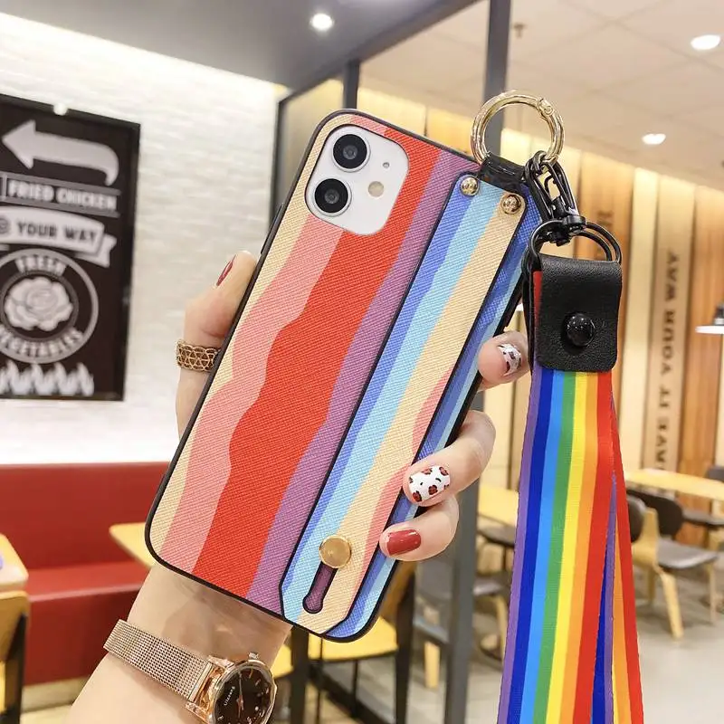 Wristband Holder Key Ring Rainbow Case For iPhone 13 12 Mini 11 Pro XS MAX XR 7 8 6 6S Plus X SE 2020 Luxury Phone Lanyard Cover
Wristband Holder Key Ring Rainbow Case For iPhone 13 12 Mini 11 Pro XS MAX XR 7 8 6 6S Plus X SE 2020 Luxury Phone Lanyard Cover