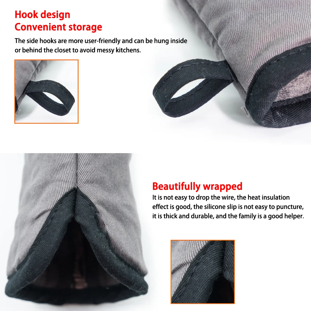 Kitchen Baking Gloves, Oven Gloves with Heat-resistant Non-slip Silicone Thick Cotton Pad for Fondue Racks, Barbecue and Camping
Kitchen Baking Gloves, Oven Gloves with Heat-resistant Non-slip Silicone Thick Cotton Pad for Fondue Racks, Barbecue and Camping