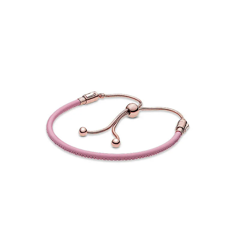 Pink leather Rose gold Moments Leather Slider Bracelets for women fit silver 925 charms beads DIY jewelry adjustment bracelet
Pink leather Rose gold Moments Leather Slider Bracelets for women fit silver 925 charms beads DIY jewelry adjustment bracelet