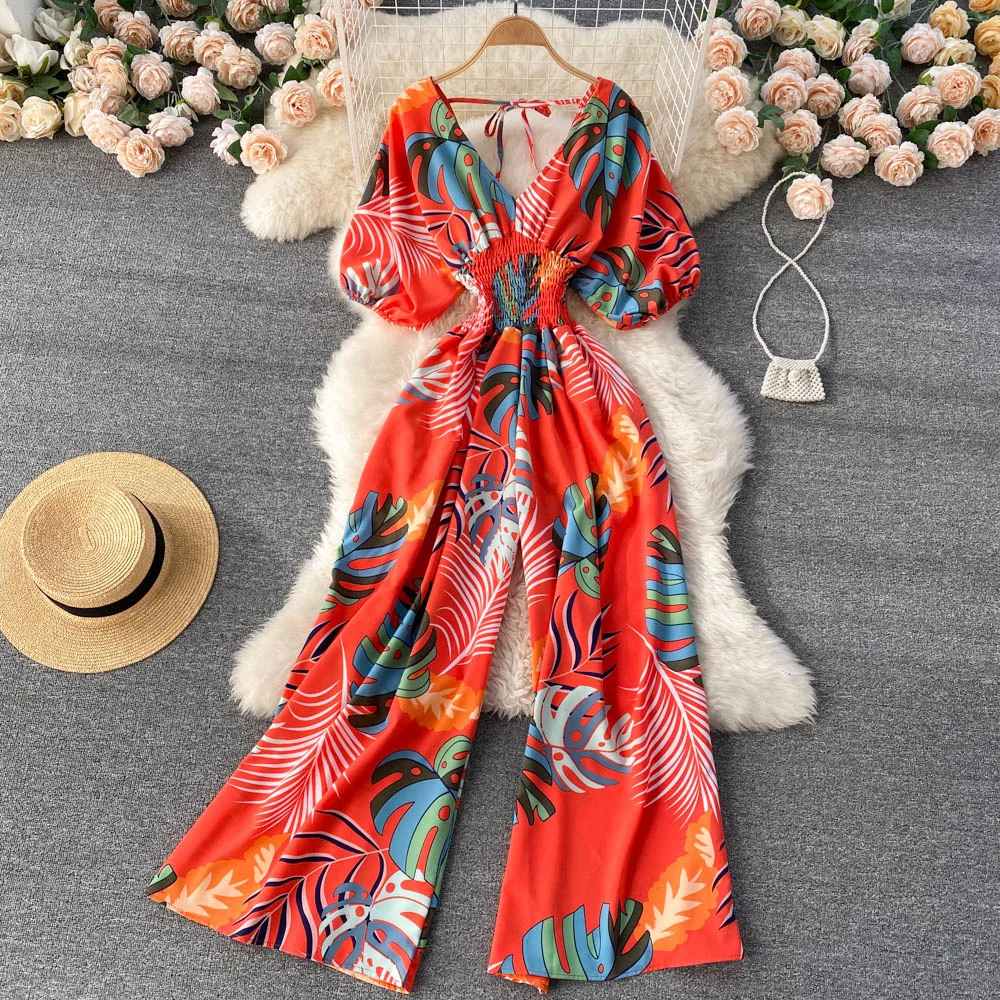 Ins Fashion Women Long Jumpsuit 2022 Summer Sexy V-neck Puff Short Sleeve Elastic Waist Wide Leg Beach Holidays Rompers Overalls
Ins Fashion Women Long Jumpsuit 2022 Summer Sexy V-neck Puff Short Sleeve Elastic Waist Wide Leg Beach Holidays Rompers Overalls