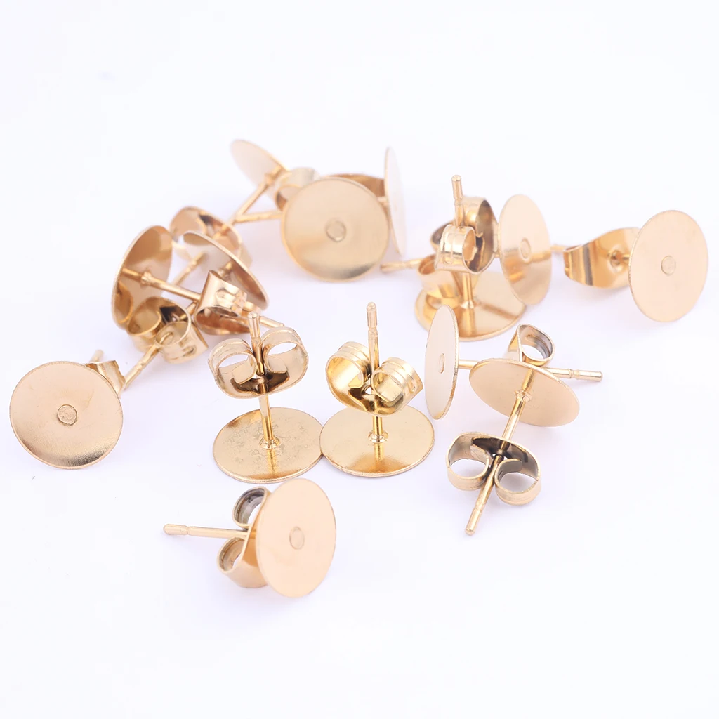50pcs Stainless Steel Blank Earring Posts Studs 8mm Disc Base Bezels Gold Plated Diy Ear Backs For Jewelry Making
50pcs Stainless Steel Blank Earring Posts Studs 8mm Disc Base Bezels Gold Plated Diy Ear Backs For Jewelry Making