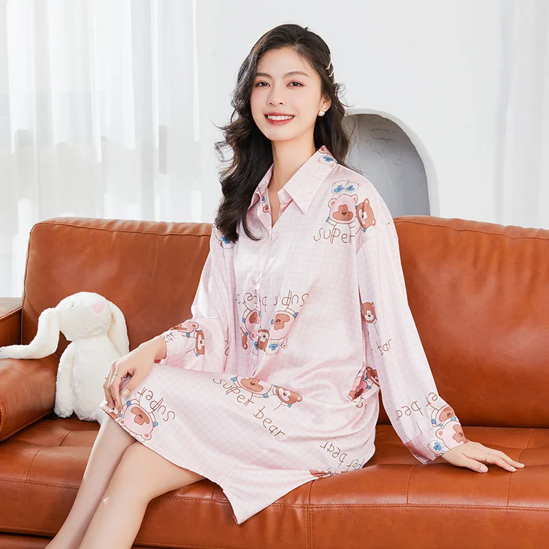 Spring Summer Women Sleepwear Sexy Sleepshirt Long Pink Cartoon Print Nightgown Long Sleeve Outwear Nightdress
Spring Summer Women Sleepwear Sexy Sleepshirt Long Pink Cartoon Print Nightgown Long Sleeve Outwear Nightdress
