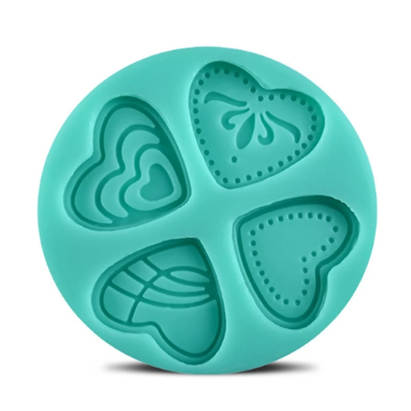 

Blue 4 Styles 3D Silicone Heart Loving Shaped Baking Mold Fondant Cake Tool Chocolate Candy Cookies Pastry Soap Moulds